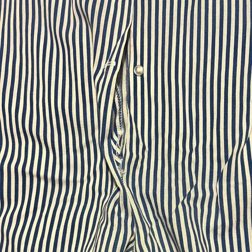 *True Vtg 70’s 2T/3T Baby Boy Home Sewn Blue & White Striped Romper w/ Dinosaur